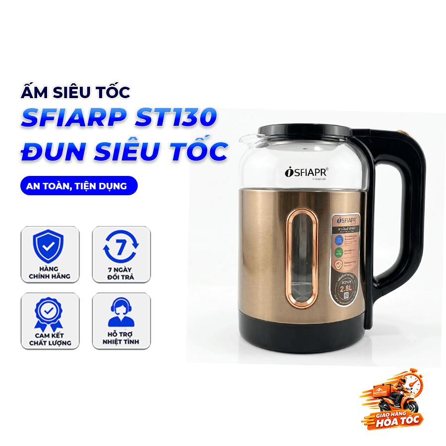 Ấm Siêu Tốc SFIAPR ST130, Bình Đun Nước Điện Nhanh Tiện Lợi Cho Gia Đình