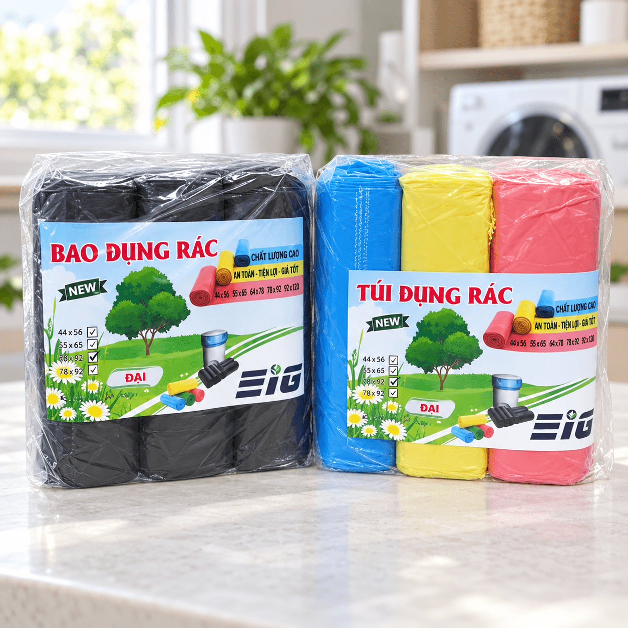 Túi Rác 3 Màu Size Trung 1kg, Túi Đựng Rác Gia Đình Đa Năng