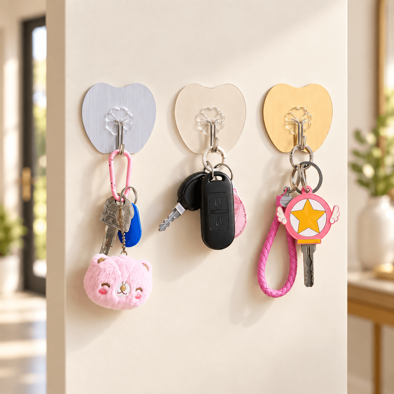 Vỉ 4 Móc Dán Tường Hình Táo, Móc Treo Đồ Tiện Ích Gia Đình