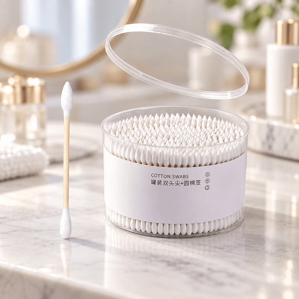 Hộp 500 Tăm Bông Que Gỗ 125g, Tăm Bông Vệ Sinh Đa Năng