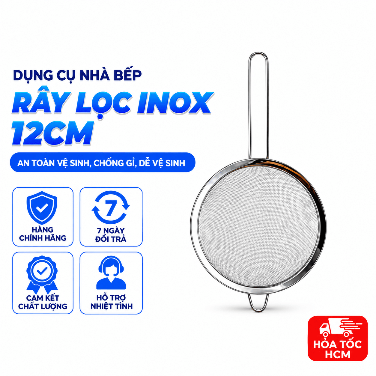 Rây Lọc Inox 12cm, Rây Lọc Thực Phẩm Nhà Bếp Đa Năng