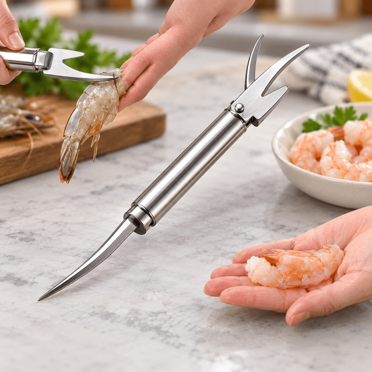 Dụng Cụ Lột Vỏ Tôm, Dao Tách Vỏ Tôm Nhà Bếp Tiện Lợi