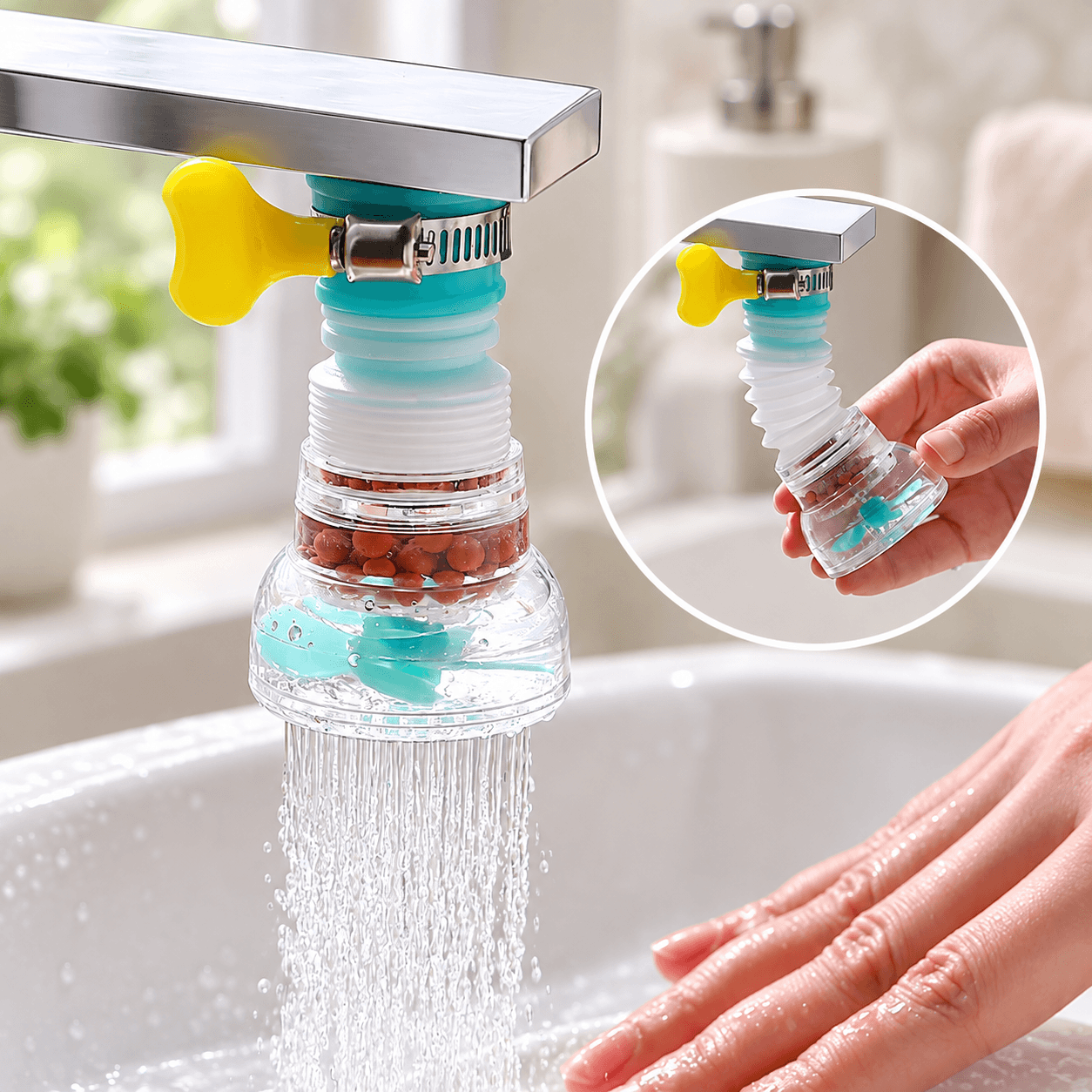 Vòi Lọc Nước Có Cánh Quạt, Đầu Vòi Xoay Tiện Lợi Cho Bồn Rửa
