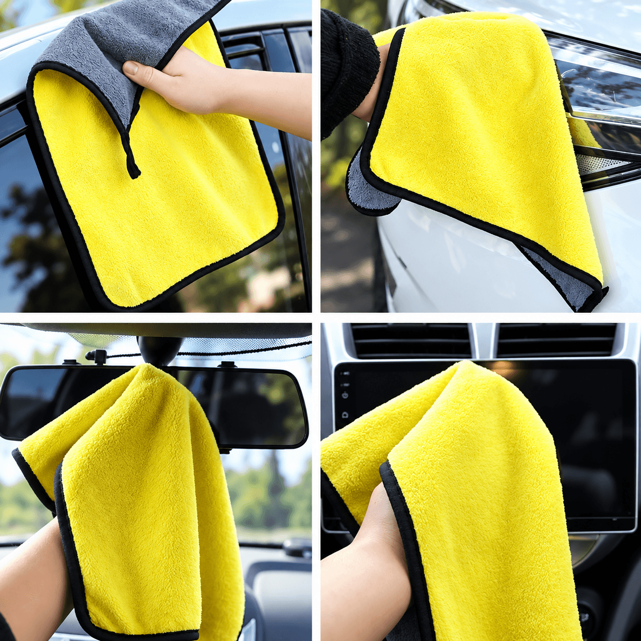 Khăn Lau Xe 30x30cm 29g Màu Vàng, Khăn Vệ Sinh Ô Tô Đa Năng
