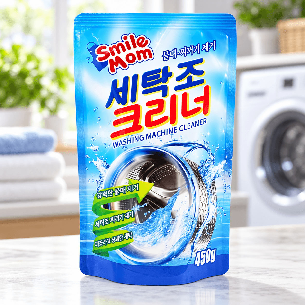 Gói Bột Tẩy Lồng Giặt SMILE MOM 450g, Bột Vệ Sinh Máy Giặt Làm Sạch Lồng Giặt