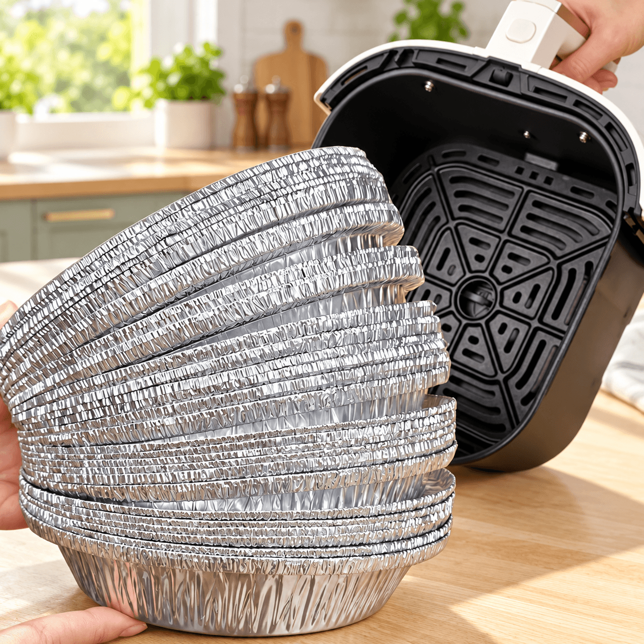 Dĩa Bạc Nồi Chiên Không Dầu 22cm, Khay Giấy Bạc Lót Nồi Chiên