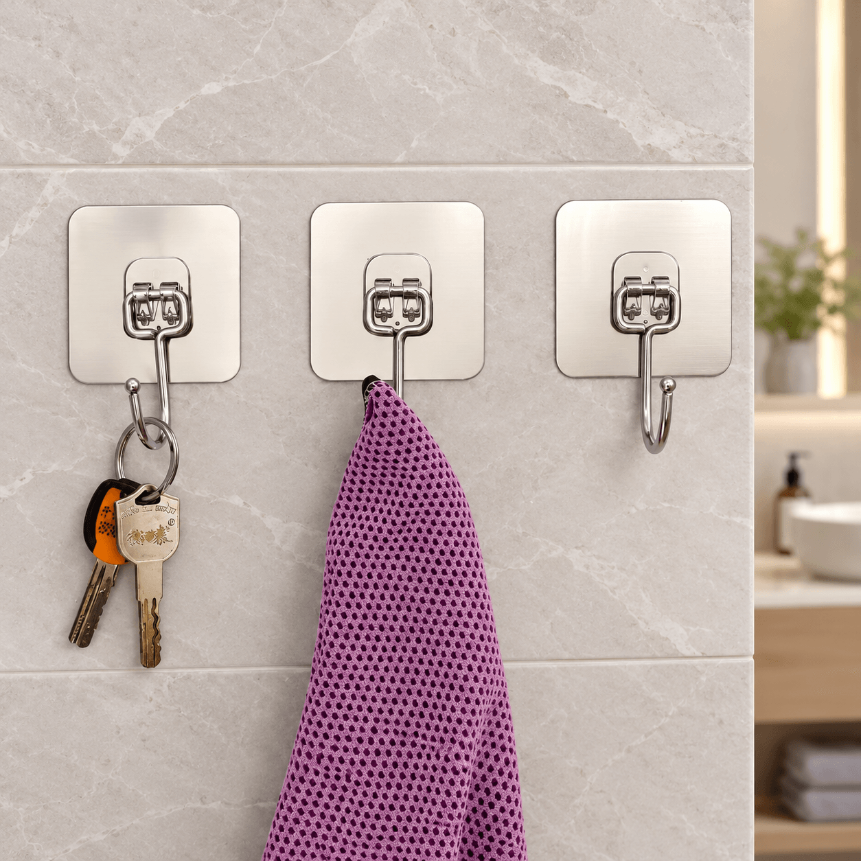 Miếng Dán Tường Móc Inox, Miếng Dán Thay Thế Cho Móc Treo Đồ