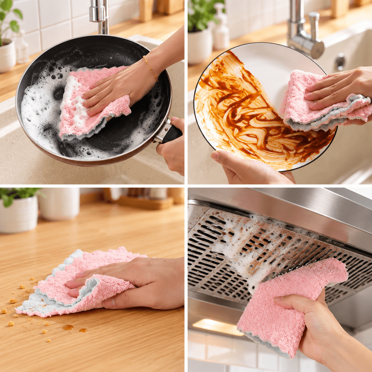 Khăn Rửa Chén Đa Năng, Khăn Lau Bếp Làm Sạch Tiện Lợi