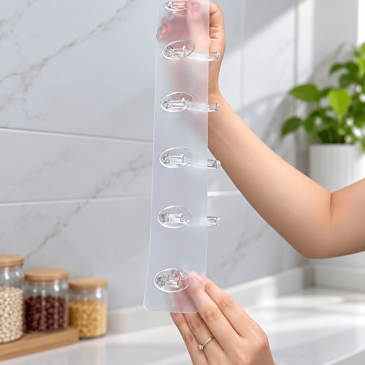 Thanh 6 Móc Dẻo Dán Tường, Móc Treo Đồ Đa Năng Tiết Kiệm Không Gian
