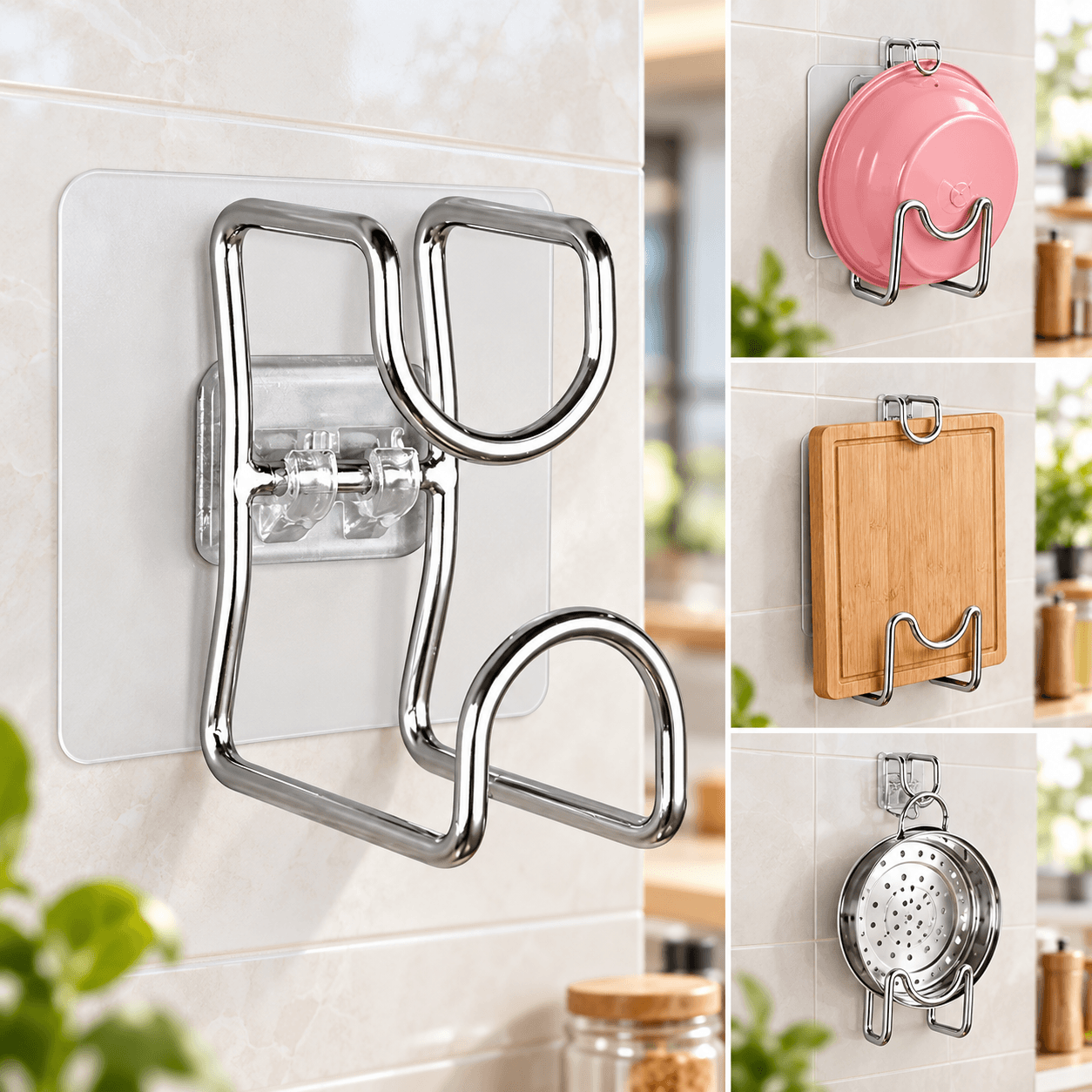 Móc Treo Thau Chậu, Móc Dán Tường Tiết Kiệm Không Gian Nhà Tắm