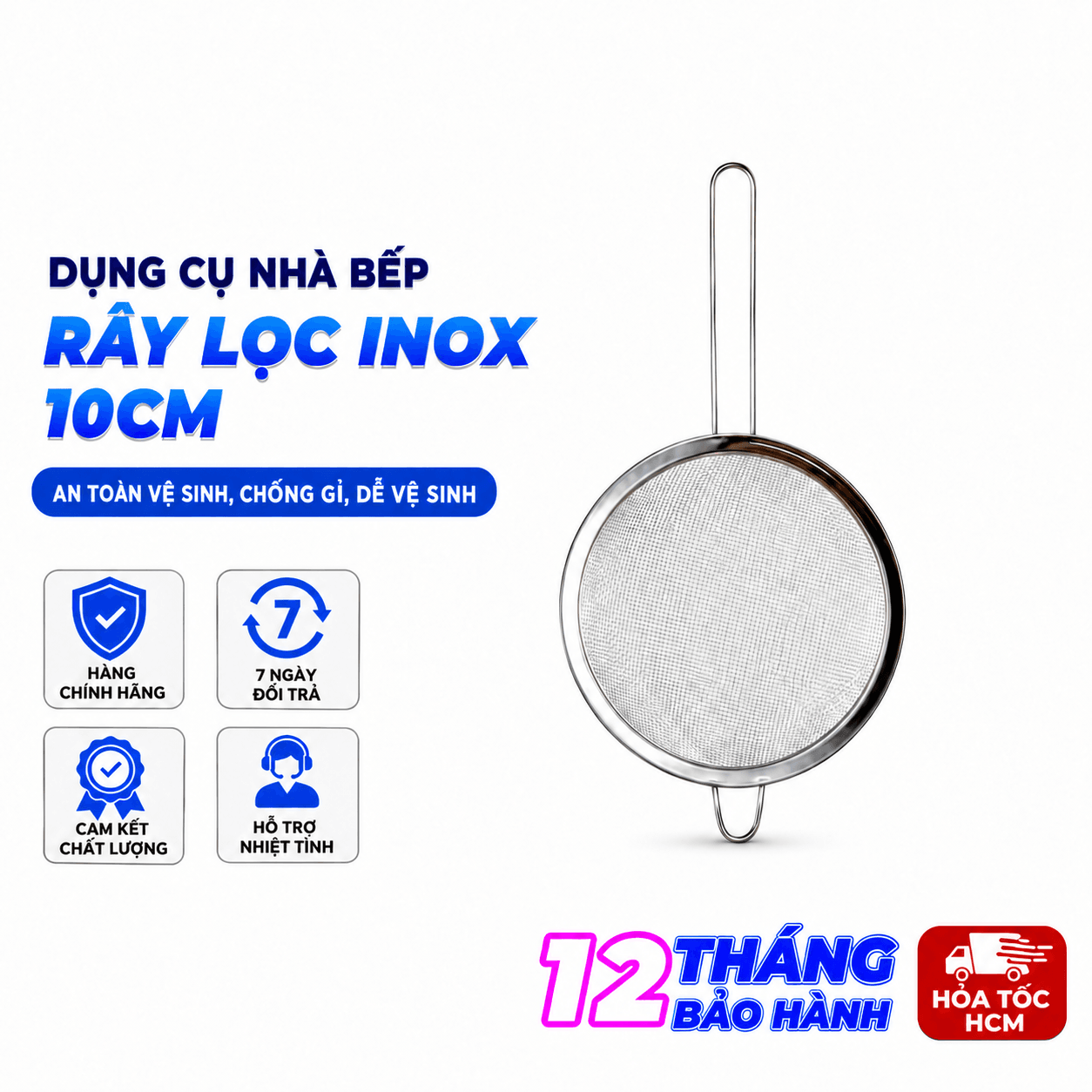 Rây Lọc Inox 10cm, Rây Lọc Thực Phẩm Nhà Bếp Đa Năng