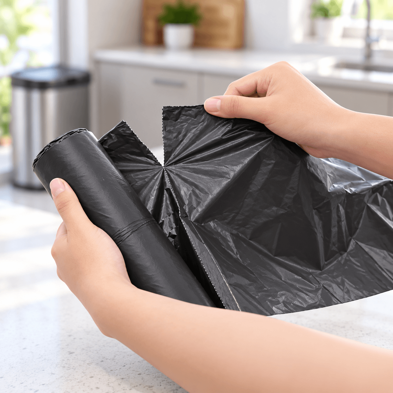 Túi Rác Màu Đen Size Trung 1kg, Túi Đựng Rác Gia Đình Tiện Lợi