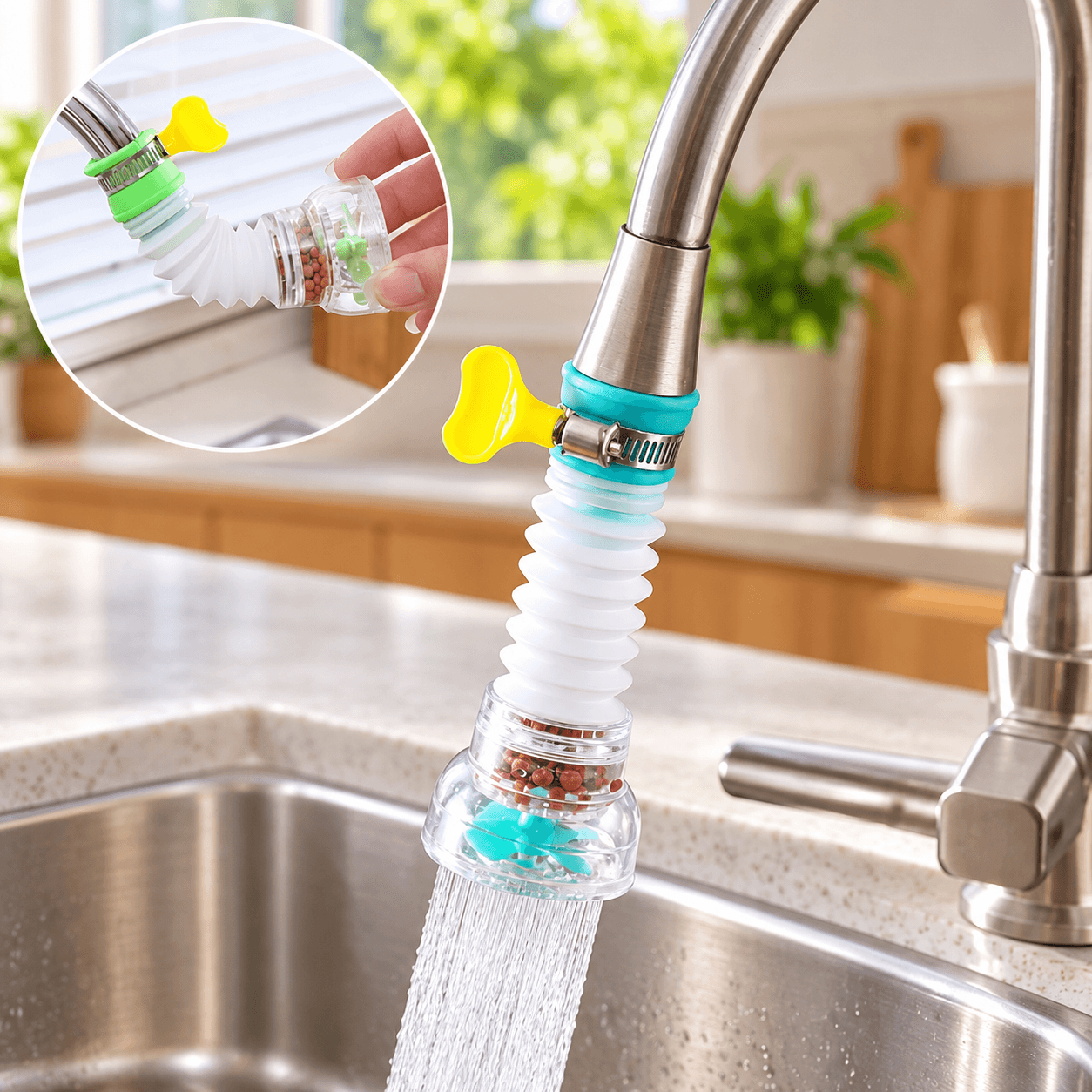 Vòi Lọc Nước Có Cánh Quạt, Đầu Vòi Xoay Tiện Lợi Cho Bồn Rửa