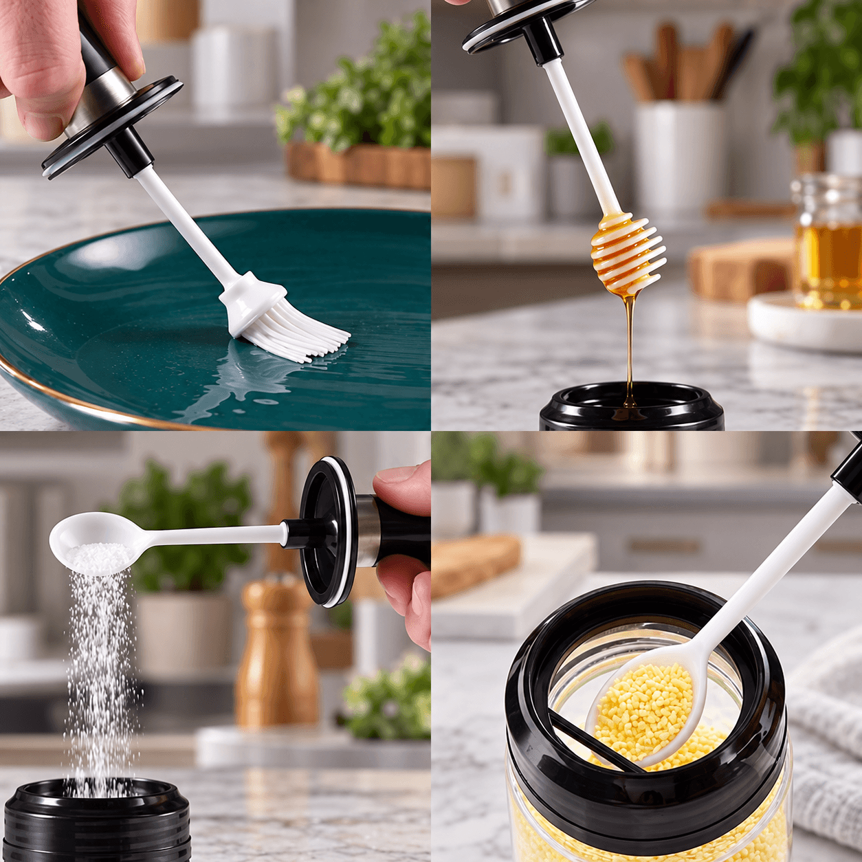 Lọ Đựng Gia Vị Kèm Muỗng, Hũ Gia Vị Nhà Bếp Tiện Lợi