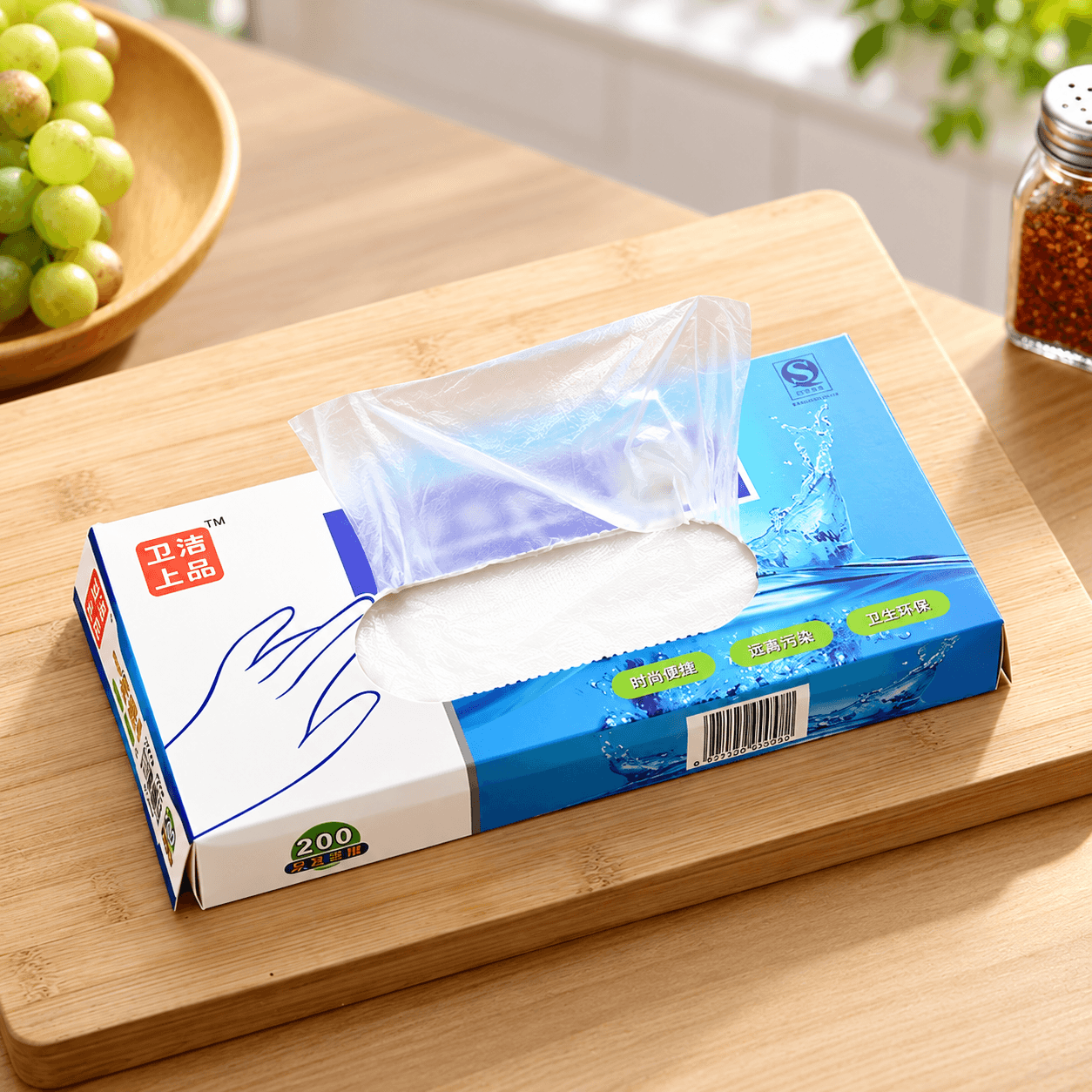 Hộp 200 Găng Tay Nilon, Găng Tay Dùng Một Lần Đa Năng