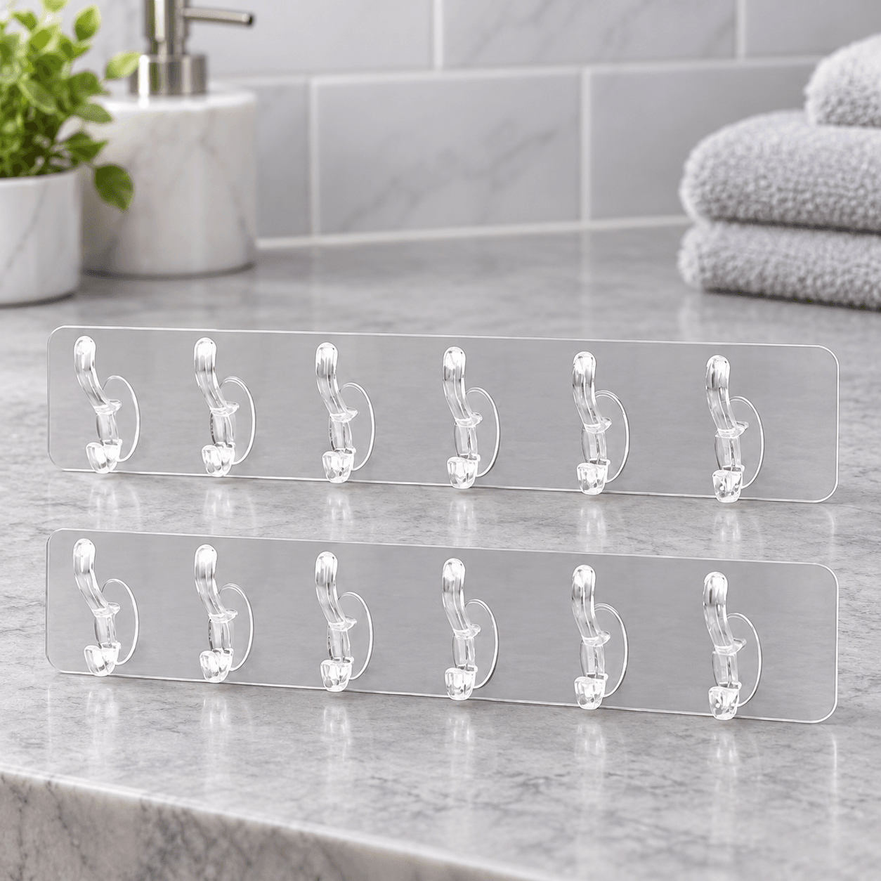 Thanh 6 Móc Dẻo Dán Tường, Móc Treo Đồ Đa Năng Tiết Kiệm Không Gian
