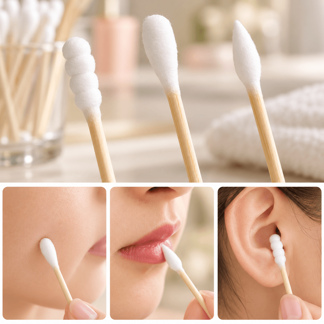 Hộp 500 Tăm Bông Que Gỗ 125g, Tăm Bông Vệ Sinh Đa Năng