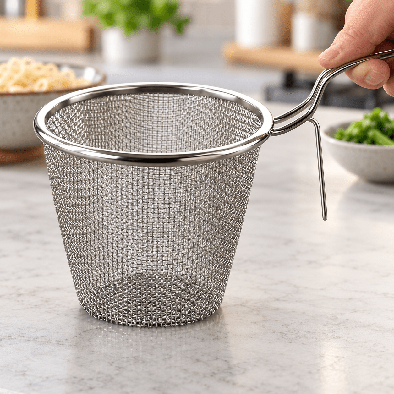 Giỏ Lưới Nhúng Lẩu Inox, Rổ Nhúng Thực Phẩm Nhà Bếp Tiện Lợi