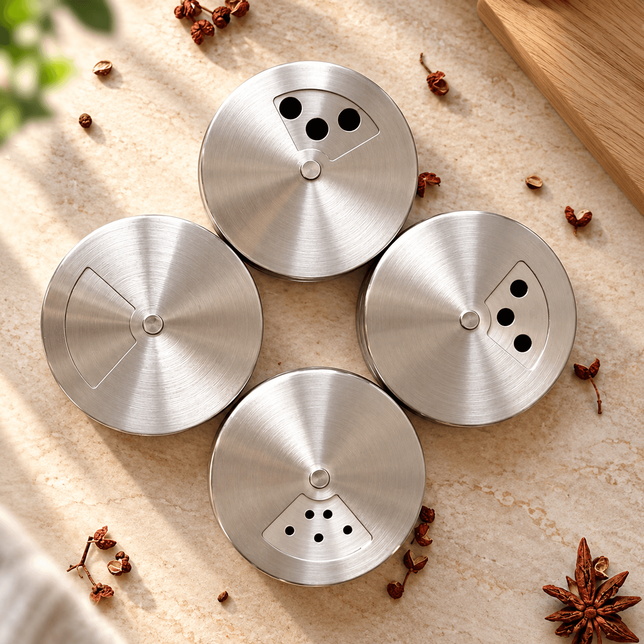 Lọ Đựng Tiêu Thủy Tinh Bọc Inox, Hũ Đựng Gia Vị Nhà Bếp