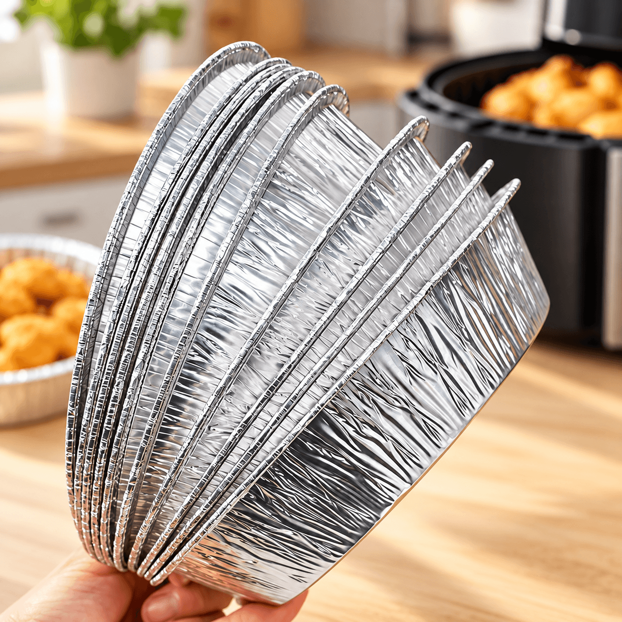 Dĩa Bạc Nồi Chiên Không Dầu 22cm, Khay Giấy Bạc Lót Nồi Chiên