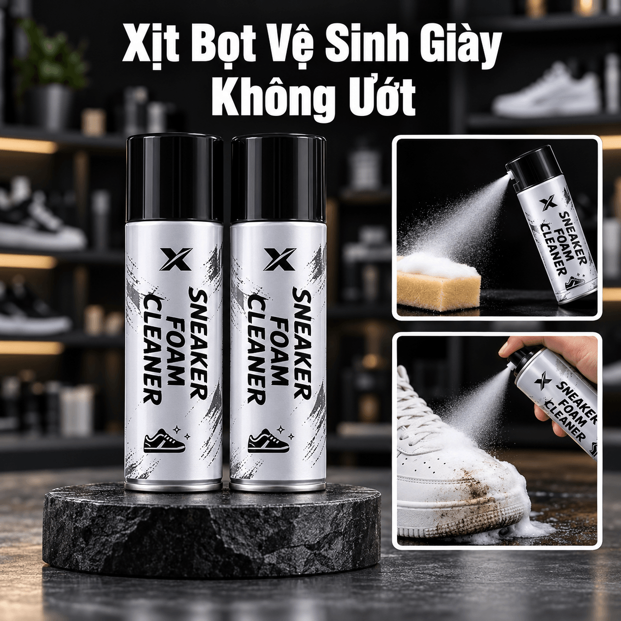 Chai Vệ Sinh Giày Sneaker, Dung Dịch Làm Sạch Giày Tiện Lợi