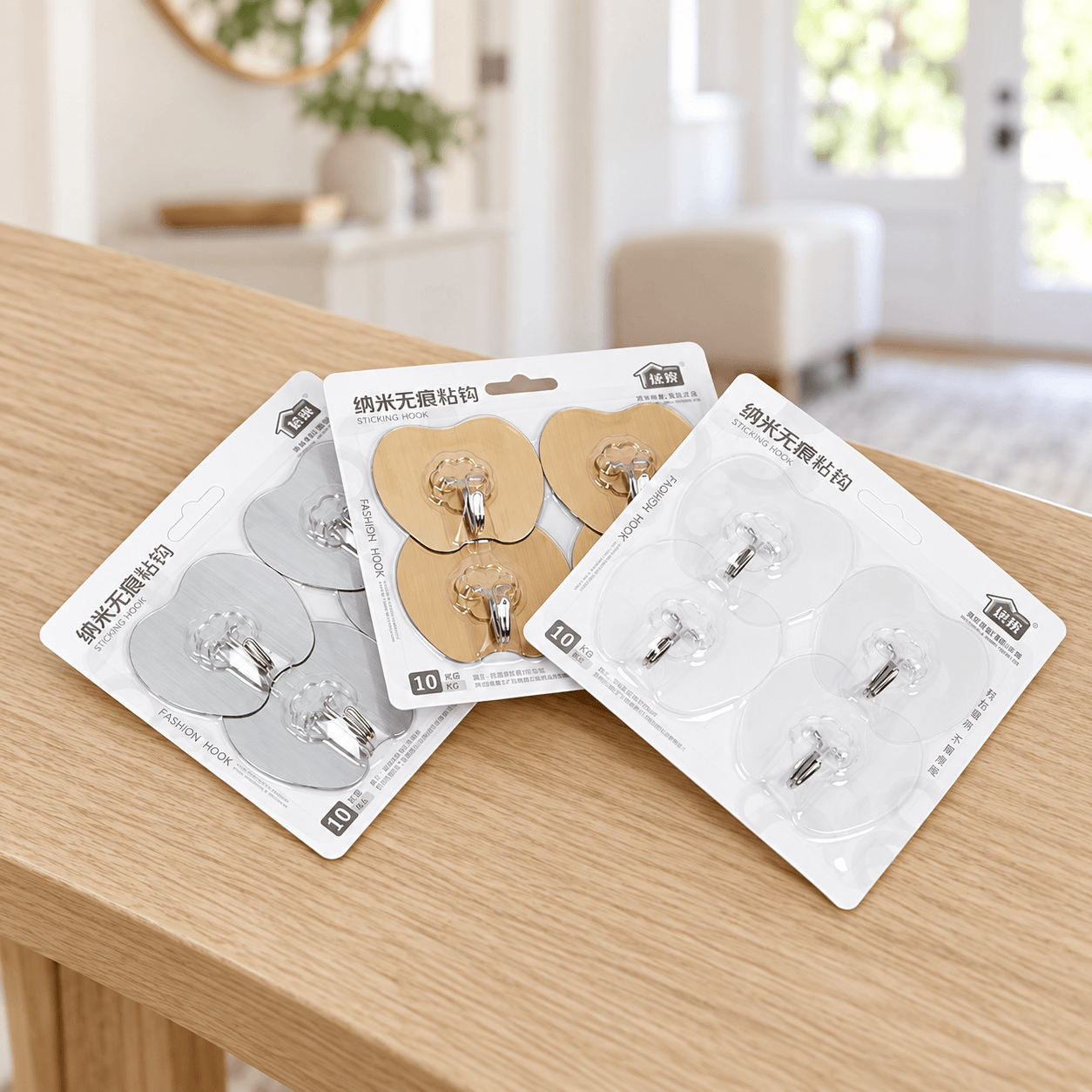 Vỉ 4 Móc Dán Tường Hình Táo, Móc Treo Đồ Tiện Ích Gia Đình