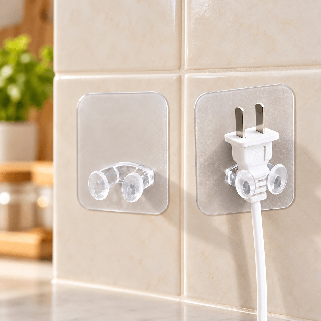 Miếng Dán Treo Đầu Dây Điện Trong Suốt, Móc Cố Định Dây Điện Tiện Lợi