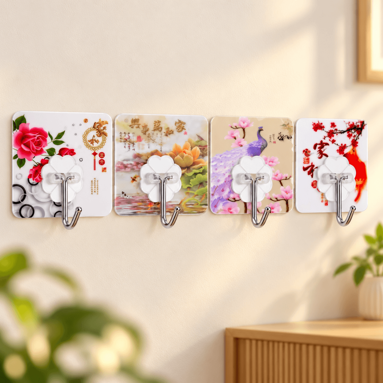 Móc Dán Tường 3D, Móc Treo Đồ Không Khoan Tường Tiện Lợi