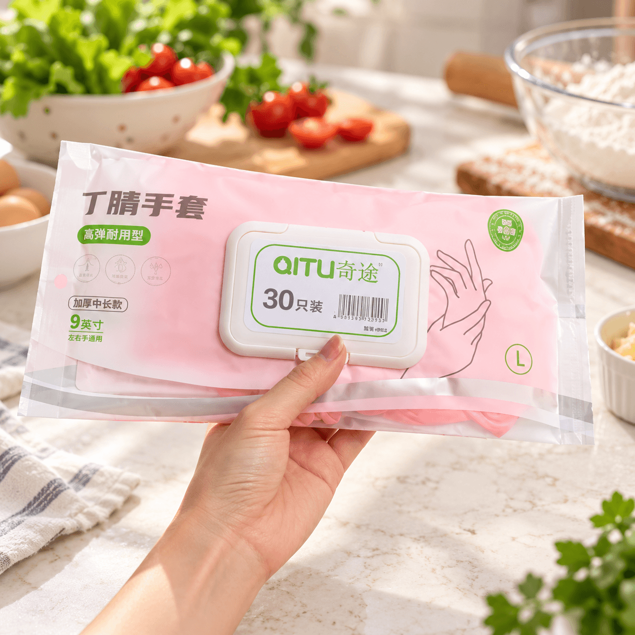 Găng Tay Cao Su Màu Hồng 30 Cái Size L, Găng Tay Gia Dụng