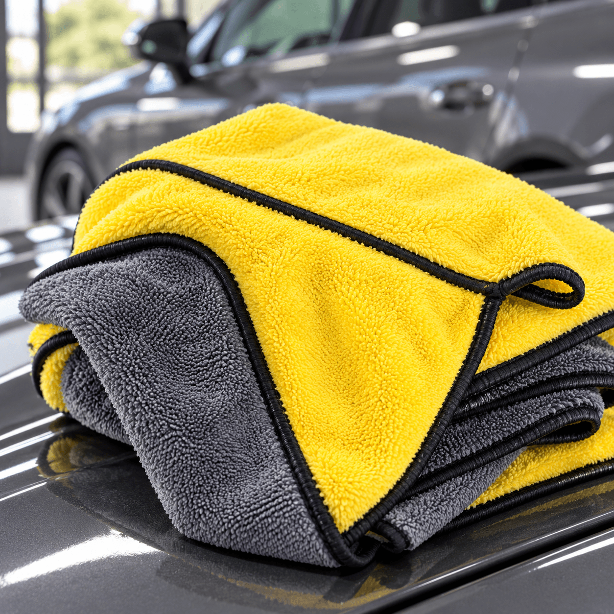 Khăn Lau Xe 30x30cm 29g Màu Vàng, Khăn Vệ Sinh Ô Tô Đa Năng