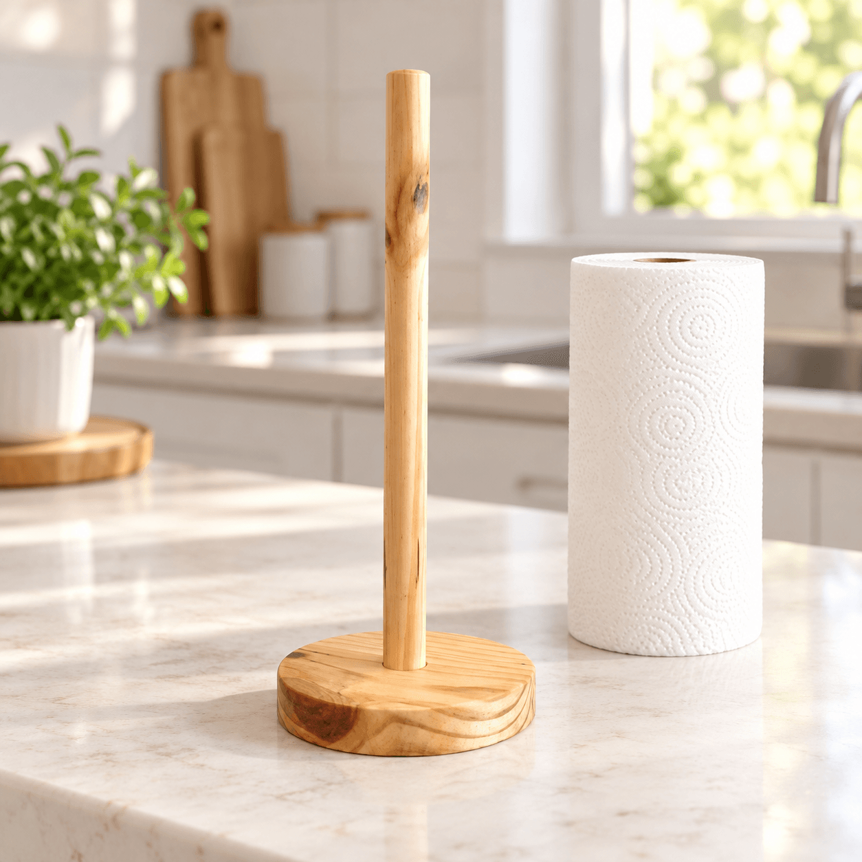 Cọc Gỗ Để Giấy Cuộn 30cm, Giá Treo Giấy Cuộn Nhà Bếp Tiện LợI