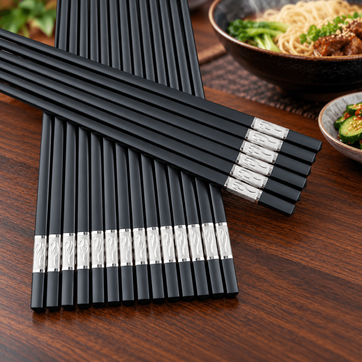 Bộ 10 Đôi Đũa Mạ Vàng 27cm, Đũa Ăn Gia Đình Sang Trọng
