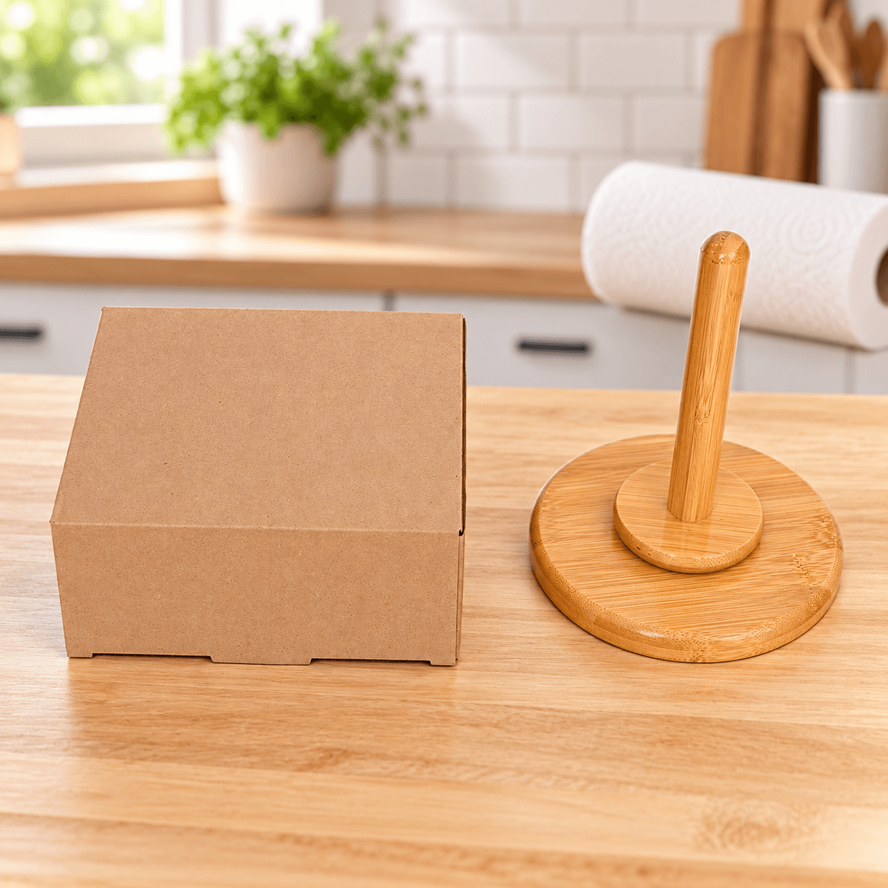 Cọc Gỗ Để Giấy Cuộn 30cm, Giá Treo Giấy Cuộn Nhà Bếp Tiện LợI