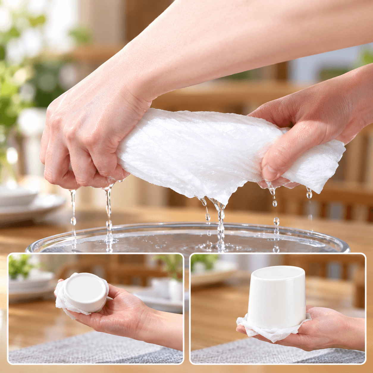 Khăn Tắm Nén Trắng Xanh 70x140cm 68g, Khăn Tắm Du Lịch Tiện Lợi