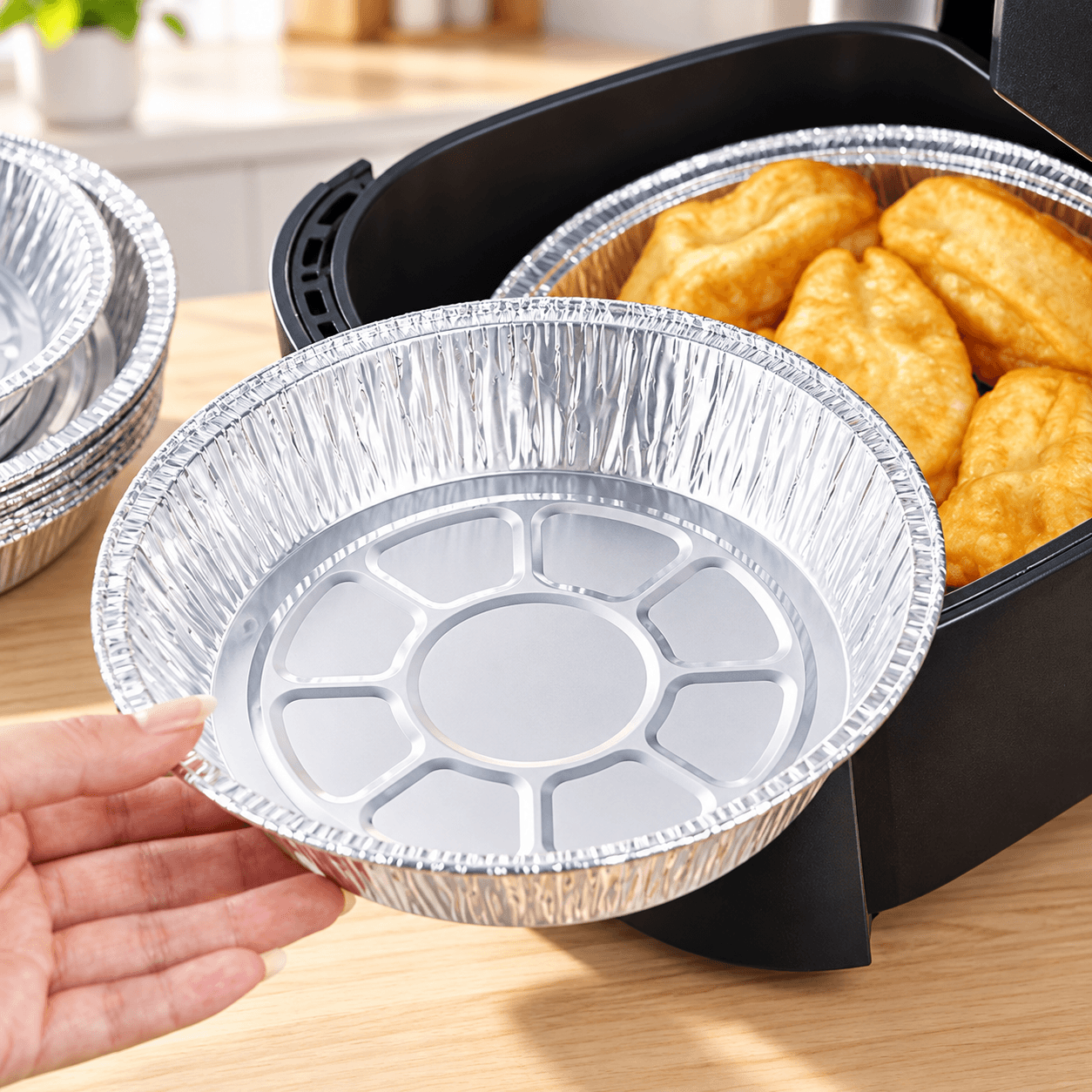 Dĩa Bạc Nồi Chiên Không Dầu 22cm, Khay Giấy Bạc Lót Nồi Chiên