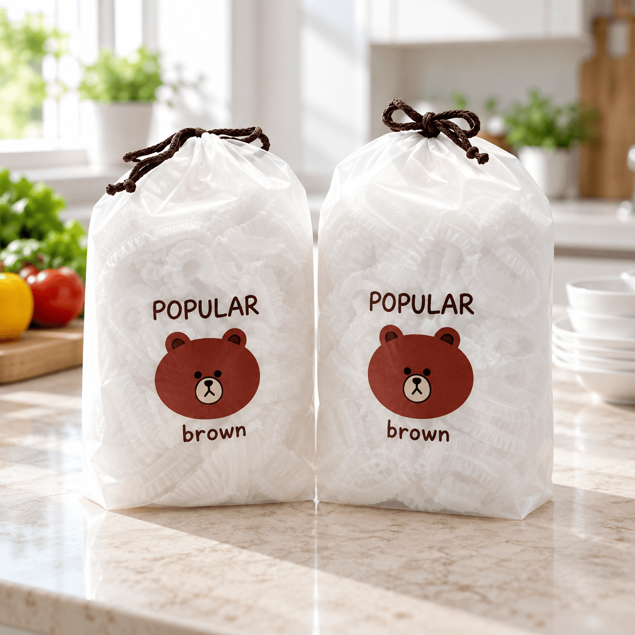 Set 100 Túi Màng Bọc Thực Phẩm Hình Gấu POPPULAR, Túi Bảo Quản Thực Phẩm Tiện Lợi