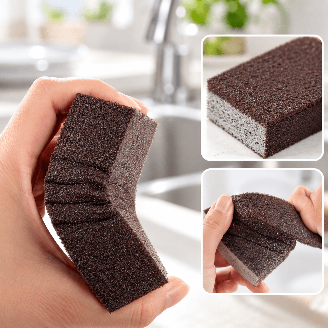 Miếng Chà Nồi Màu Nâu Loại Dày, Miếng Cọ Xoong Nồi Làm Sạch Đa Năng
