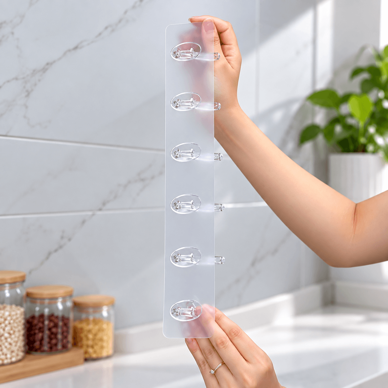 Thanh 6 Móc Dẻo Dán Tường, Móc Treo Đồ Đa Năng Tiết Kiệm Không Gian