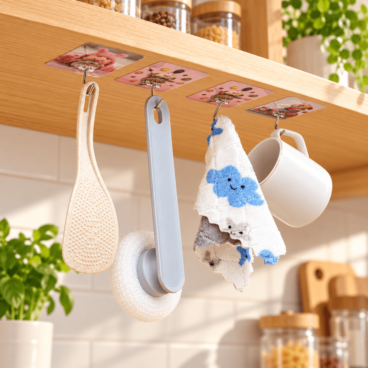 Móc Dán Tường 3D, Móc Treo Đồ Không Khoan Tường Tiện Lợi