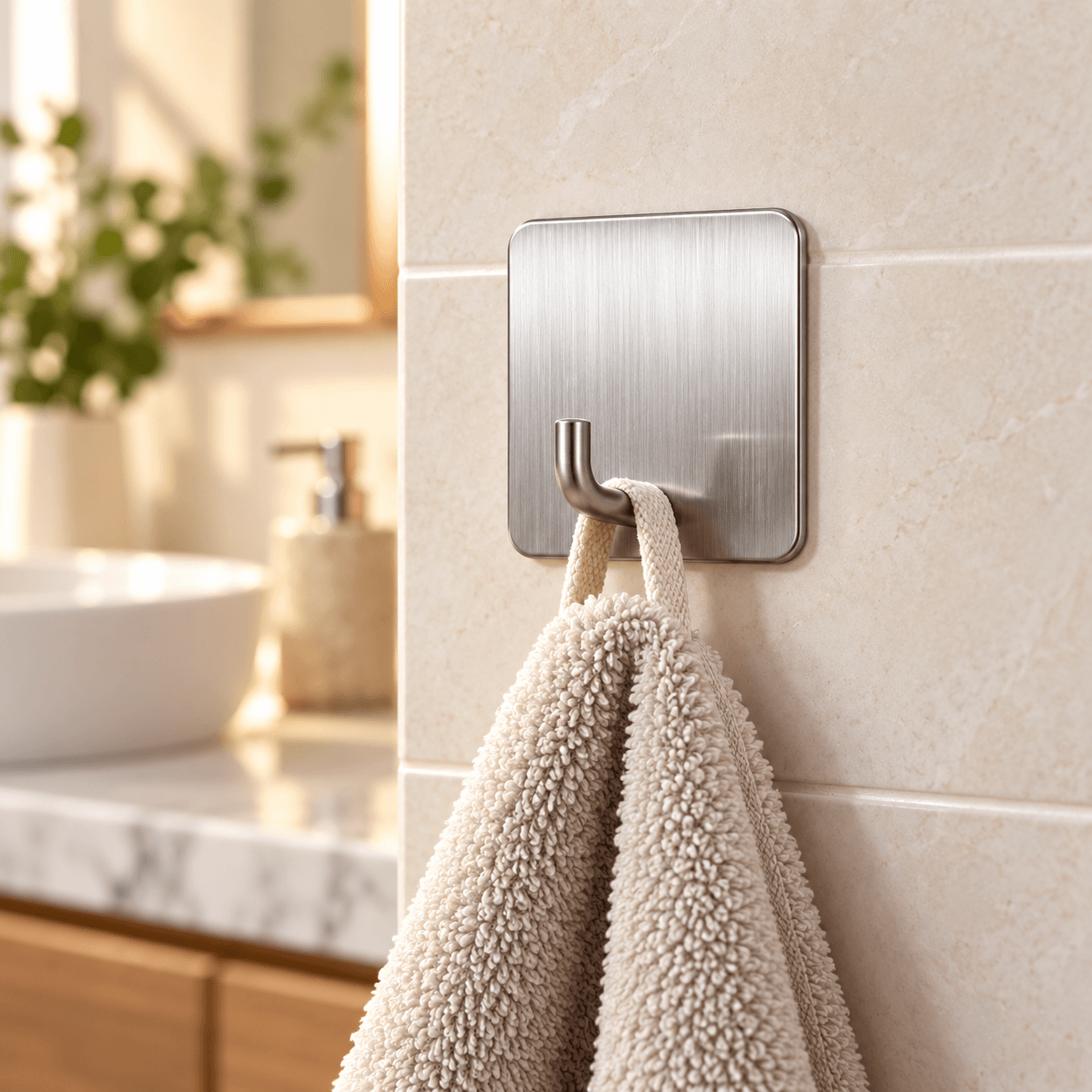 Móc Dán Tường Inox Số 7, Móc Treo Đồ Nhà Bếp Nhà Tắm