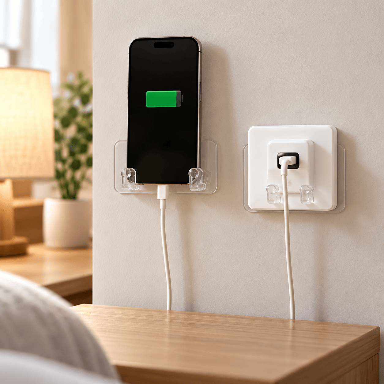 Miếng Dán Treo Đầu Dây Điện Trong Suốt, Móc Cố Định Dây Điện Tiện Lợi