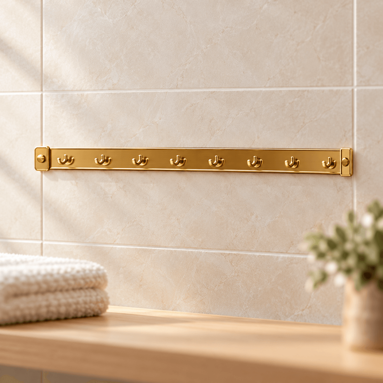 Thanh 6 Móc Dán Tường Màu Vàng, Móc Treo Đồ Đa Năng Tiết Kiệm Không Gian