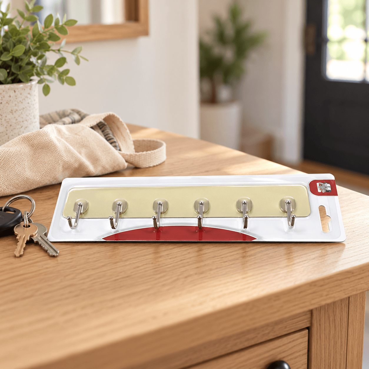 Thanh 6 Móc Inox Dán Tường Cao Cấp, Móc Treo Đồ Nhà Bếp Nhà Tắm
