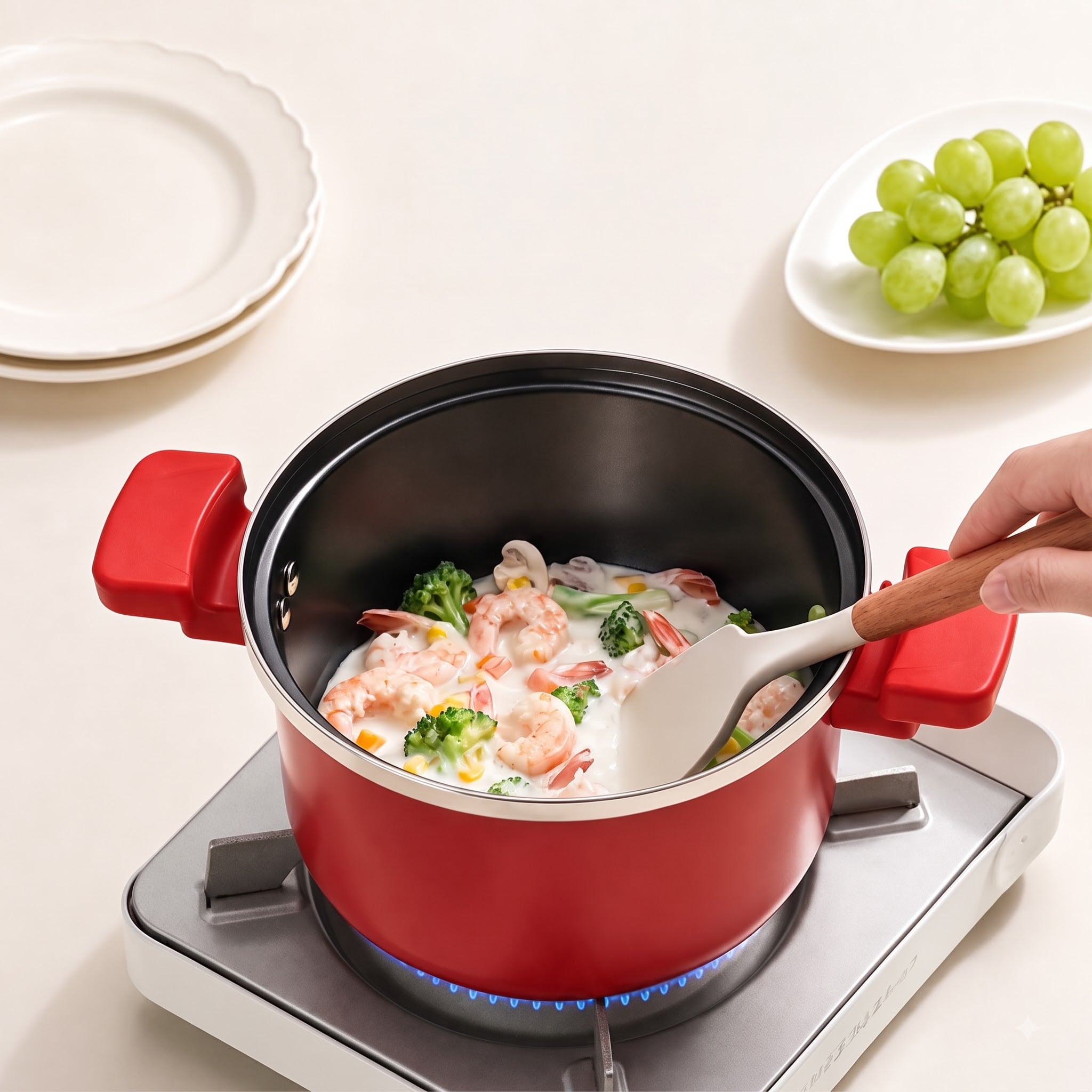 Nồi Áp Suất Chef Han Red Velvet Cao Cấp, Nồi Hầm Đa Năng Nấu Nhanh Tiện Lợi