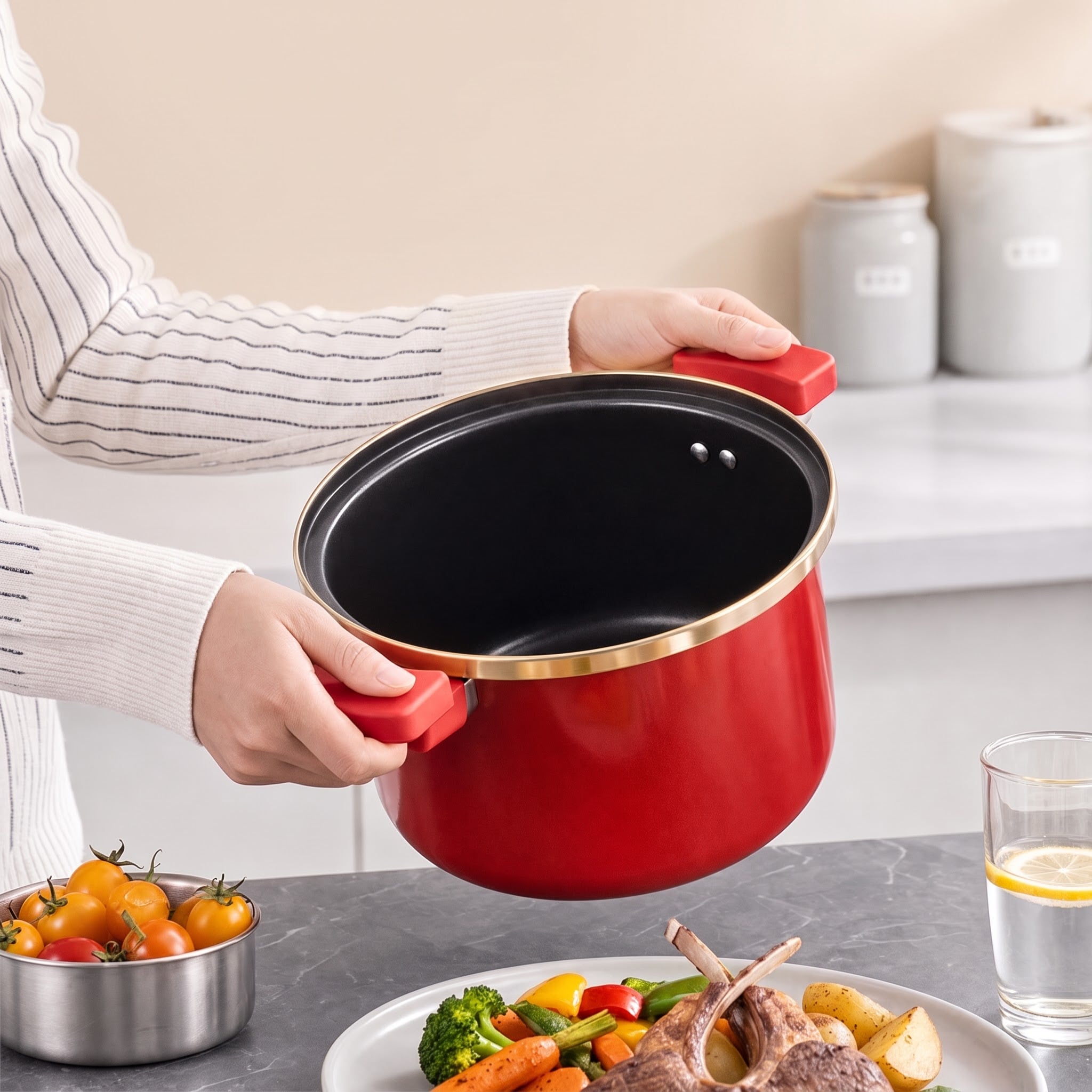 Nồi Áp Suất Chef Han Red Velvet Cao Cấp, Nồi Hầm Đa Năng Nấu Nhanh Tiện Lợi