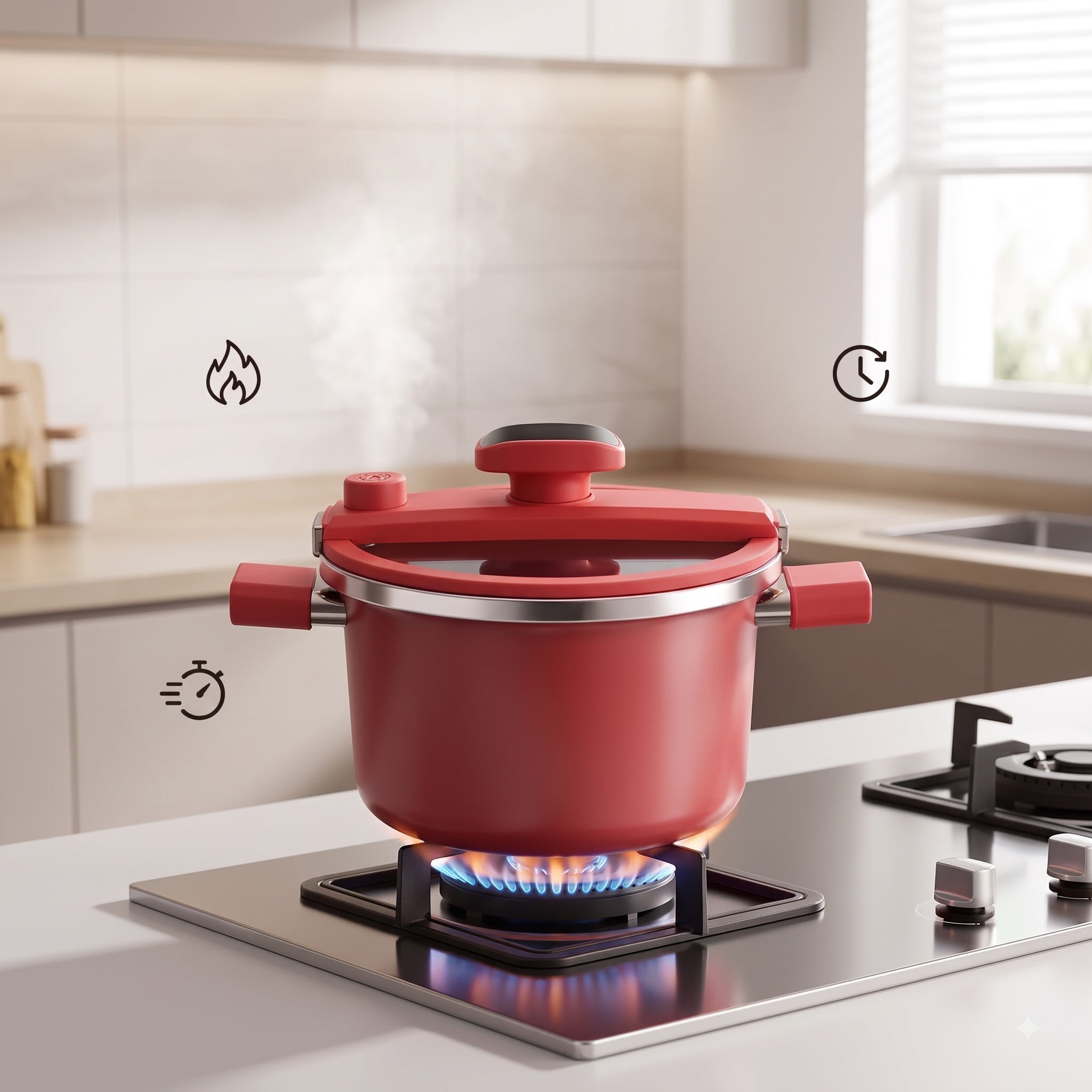 Nồi Áp Suất Chef Han Titanium Crystal Cao Cấp, Nồi Hầm Đa Năng Nấu Nhanh Tiện Lợi