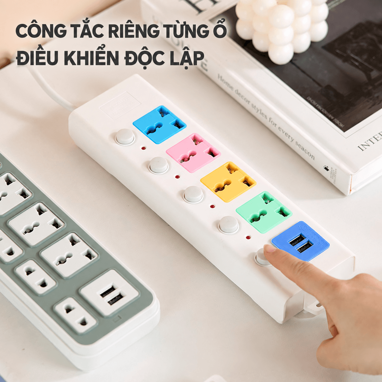 Ổ Điện D42 Dây Dài 5m, Ổ Cắm Điện 4 Ổ Cắm 2 Cổng USB Đa Năng Tiện Lợi