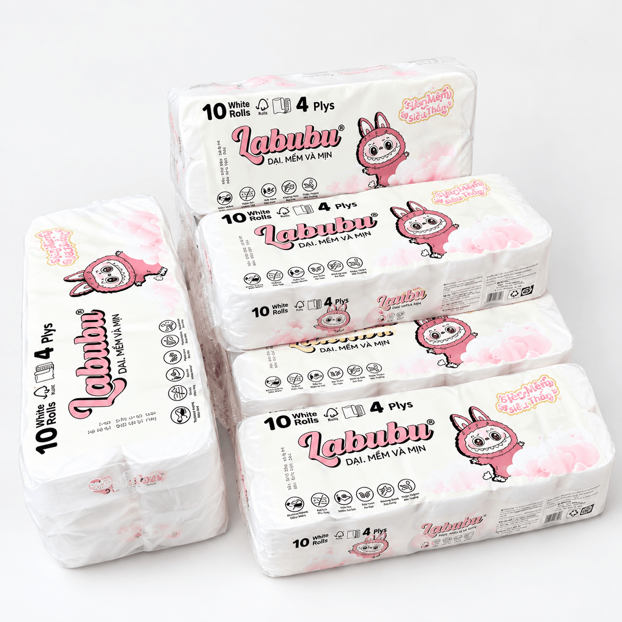 Giấy Vệ Sinh Labubu Bịch 10 Cuộn 1KG Siêu Tiết Kiệm, Giấy Cuộn Lớn Dùng Lâu, Mềm Mịn, An Toàn Tiện Dụng
