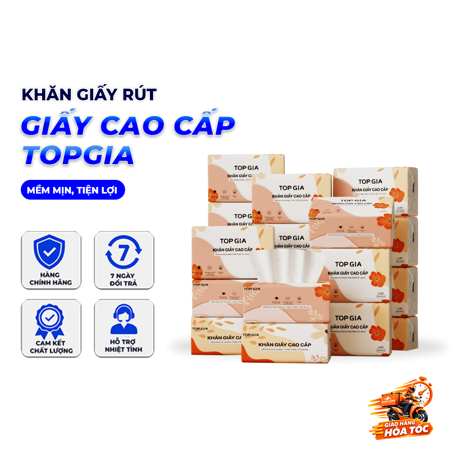 Giấy Ăn Sắc Hạ TOPGIA, Khăn Giấy Ăn Mềm Mịn Thấm Hút Tốt Dùng Cho Gia Đình