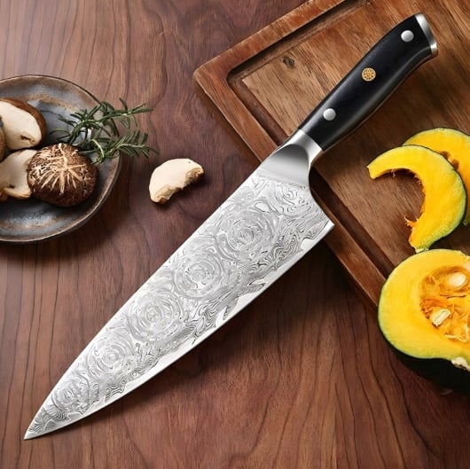 Dao Damascus Cán Gỗ Đen 皇 (Lõi VG-10 67 Lớp) – Sắc Bén Bền Bỉ, Tinh Hoa Trong Từng Đường Rèn